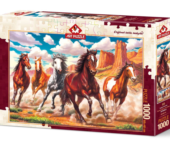 Puzzle - Art puzzle - Cai sălbatici în vale