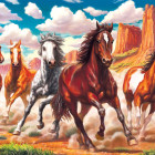 Puzzle - Art puzzle - Cai sălbatici în vale