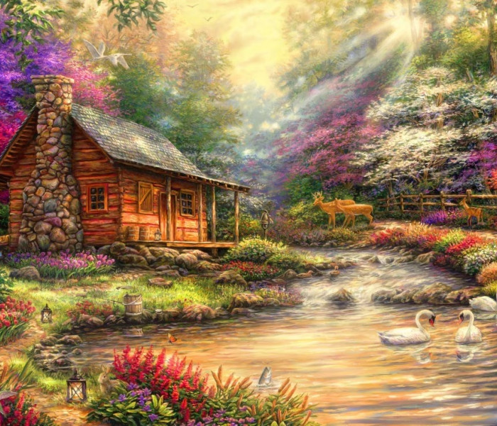 Puzzle - Bluebird - Căsuță lângă pârâu