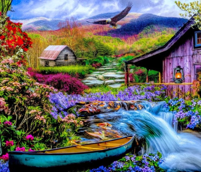 Puzzle - Bluebird - Rai montan pe pământ