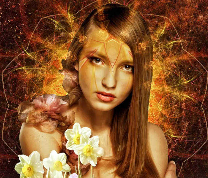 Puzzle - Bluebird - Femeie cu flori