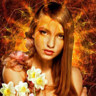 Puzzle - Bluebird - Femeie cu flori