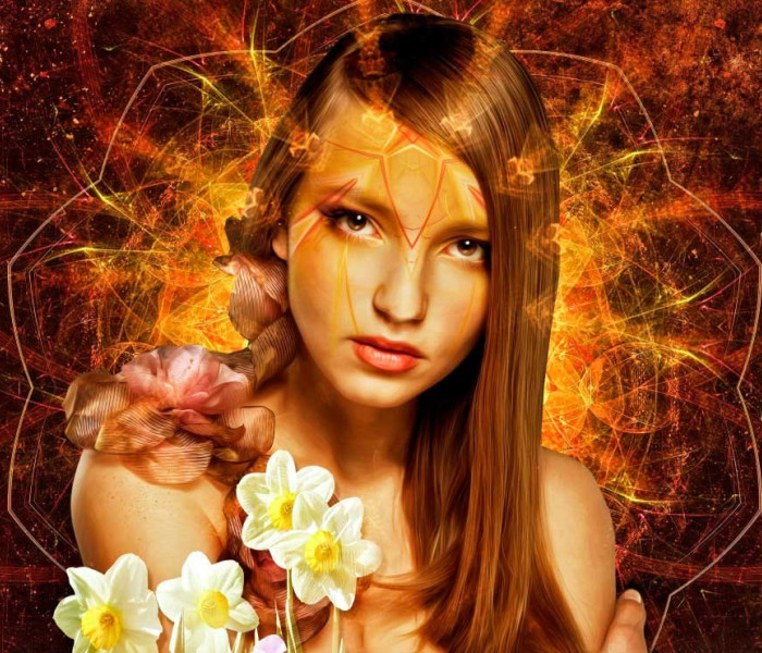 Puzzle - Bluebird - Femeie cu flori