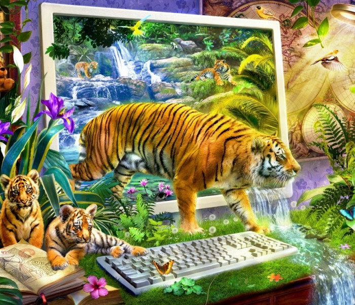 Puzzle - Bluebird - Tigru animat