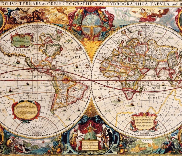 Puzzle - Bluebird - Hartă antică a lumii