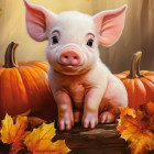 Puzzle - Castorland - Porcușor adorabil de toamnă