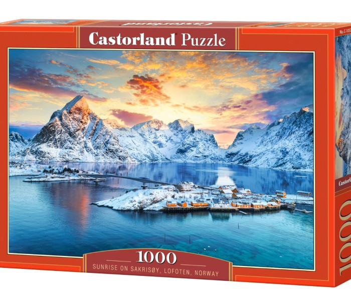 Puzzle - Castorland - Răsărit de soare la Sakrisøy, Lofoten, Norvegia