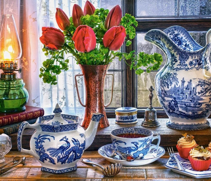 Puzzle - Castorland - Natură moartă cu lalele