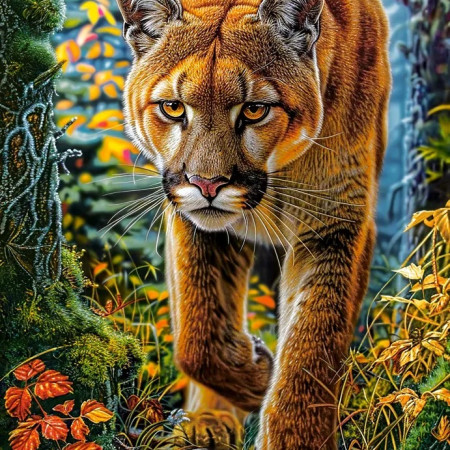 Puma de munte în pădure