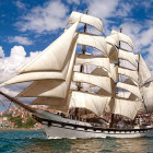 Puzzle - Castorland - Tall Ship părăsește portul