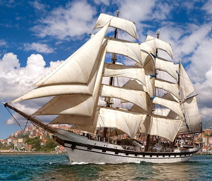 Puzzle - Castorland - Tall Ship părăsește portul