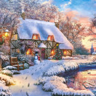 Puzzle - Castorland - Cabana de iarnă