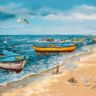 Puzzle - Castorland - Dimineață la malul mării