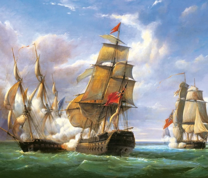 Puzzle - Castorland - Bătălia dintre fregata franceză „La Canonnière” și nava engleză „The Tremendous”