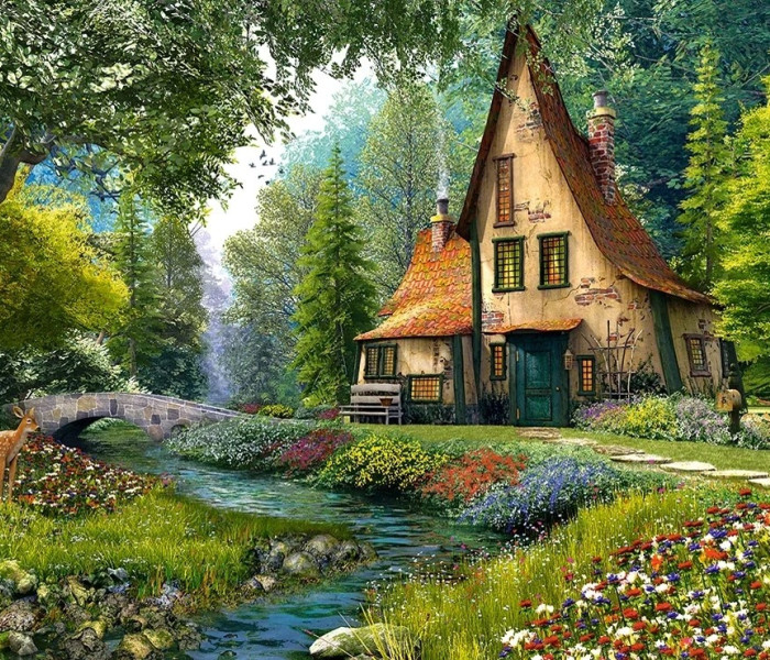 Puzzle - Castorland - Căsuță cu ciuperci