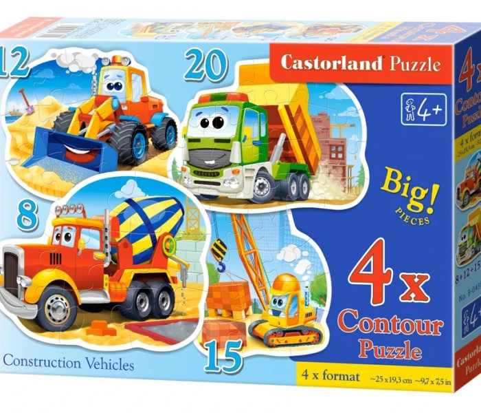 Puzzle - Castorland - Vehicule de construcție - 4 în 1