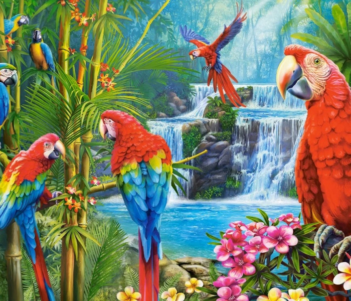 Puzzle - Castorland - Întâlnire cu papagali