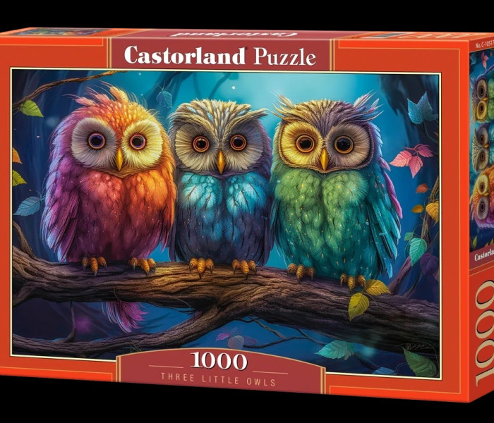 Puzzle - Castorland - Trei bufnițe mici