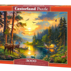 Puzzle - Castorland - Apus de soare deasupra râului din pădure