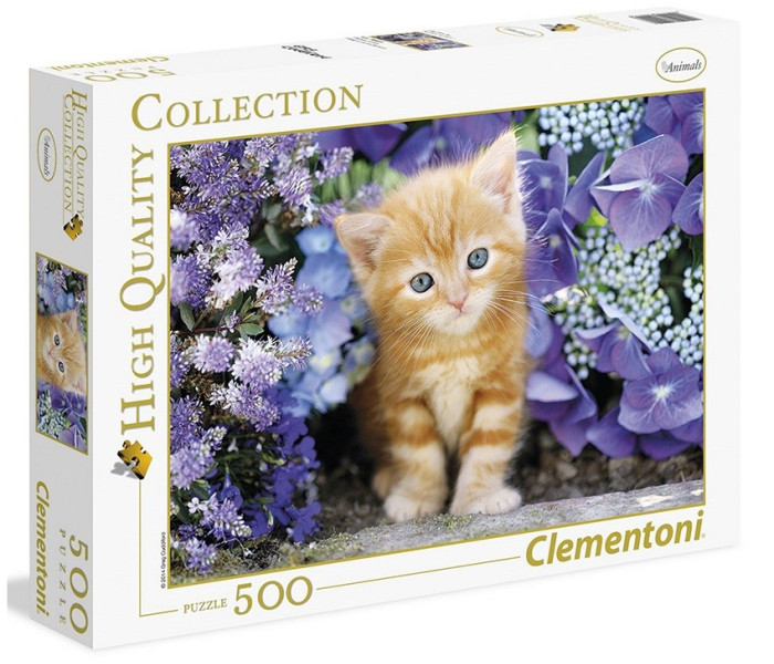 Puzzle - Clementoni - Pisicuță roșcată printre flori