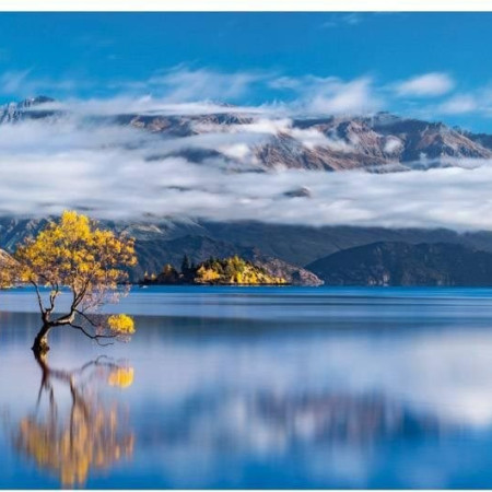 Reflexii aurii ale lacului Wanaka - Puzzle panoramic