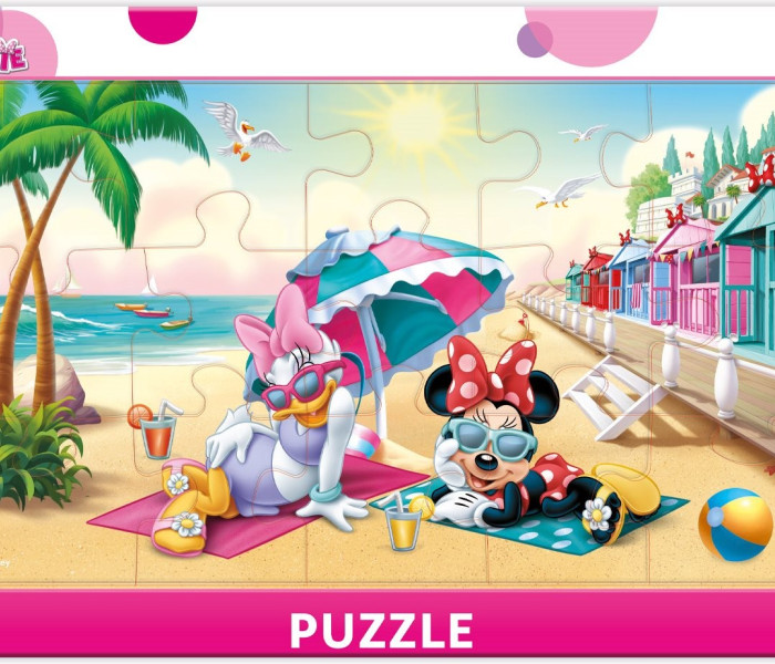 Puzzle - Dino - Minnie și Daisy pe plajă