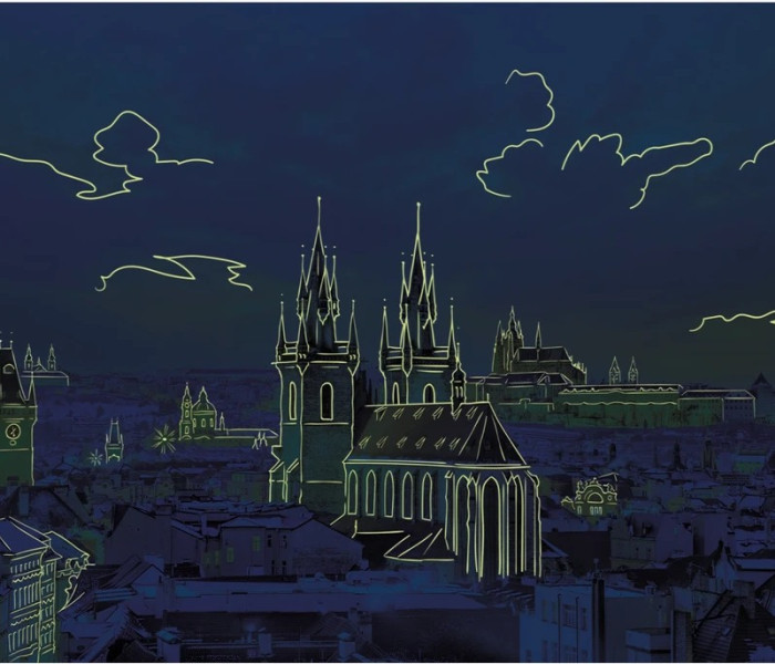 Puzzle - Dino - Vedere asupra Hradčany - Puzzle luminos