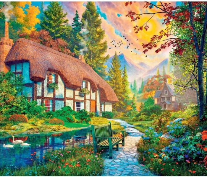 Puzzle - Dino - Căsuță lângă râu