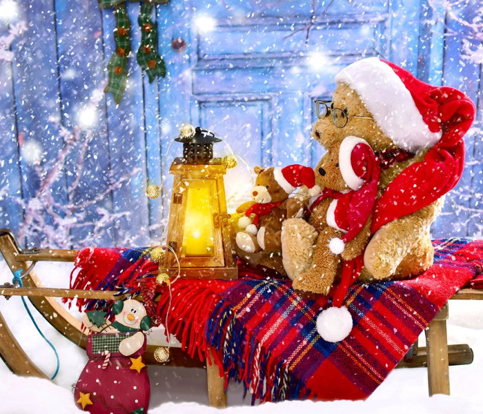 Puzzle - Enjoy - Ursuleți de pluș cu căciulițe de Moș Crăciun