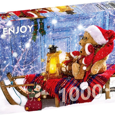 Ursuleți de pluș cu căciulițe de Moș Crăciun