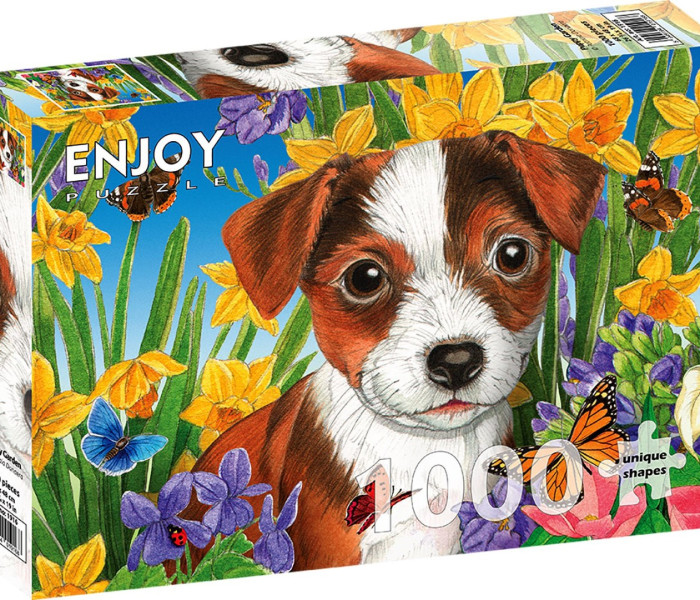 Puzzle - Enjoy - Cățeluși în grădină