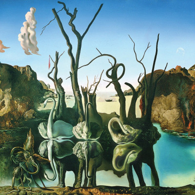 Salvador Dalí - Lebede reflectând elefanți