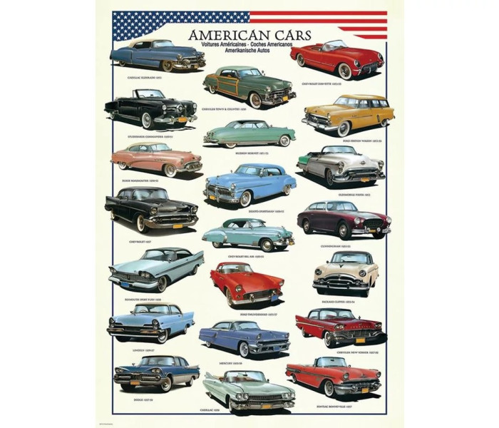 Puzzle - Eurographics - Mașini americane din anii  50