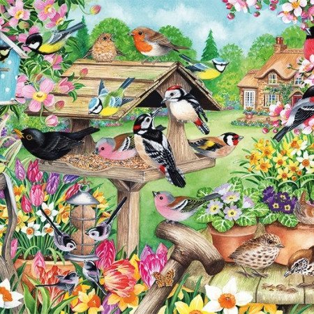 Păsări în grădina de primăvară