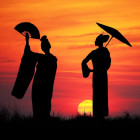 Puzzle - Grafika - Gheisha la apus