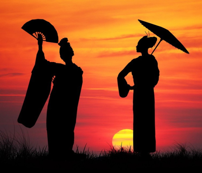 Puzzle - Grafika - Gheisha la apus