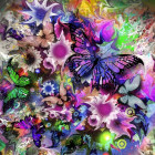 Puzzle - Grafika - Flori și fluturi