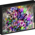 Puzzle - Grafika - Flori și fluturi