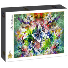 Puzzle - Grafika - Flori de primăvară și fluturi