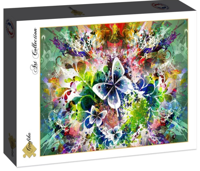 Puzzle - Grafika - Flori de primăvară și fluturi