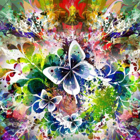 Flori de primăvară și fluturi