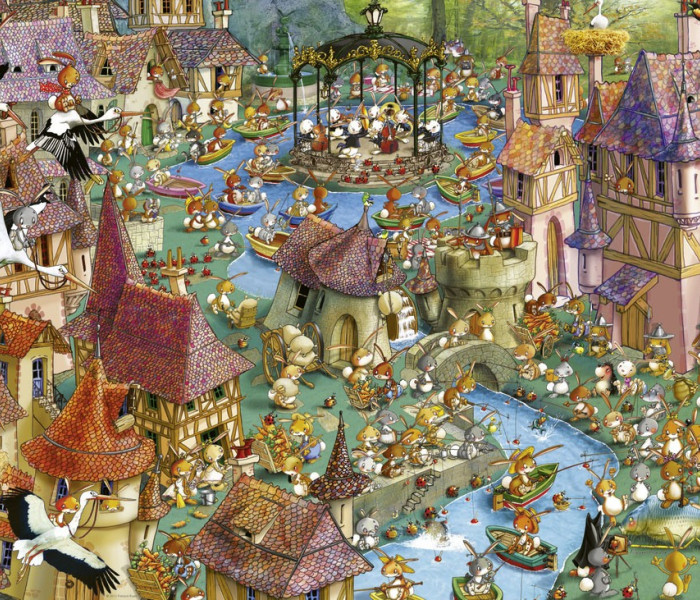 Puzzle - Heye - Orașul iepurașilor - Puzzle triunghiular