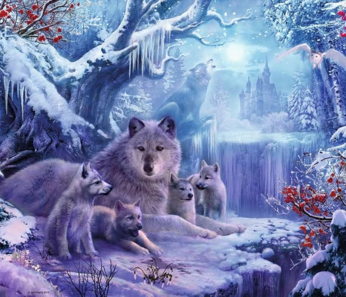 Puzzle - Ravensburger - Lupii de iarnă