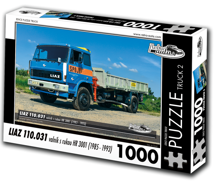 Puzzle - Retro-auta - Liaz 110.031 platformă cu macara HR 3001 (1985-1993)