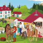 Puzzle - Schmidt - La ferma de cai + figurină