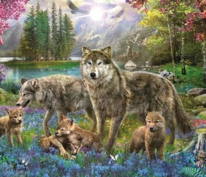 Puzzle - Trefl - Familie de lupi