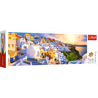 Apus de soare pe Santorini, Grecia - Puzzle panoramic