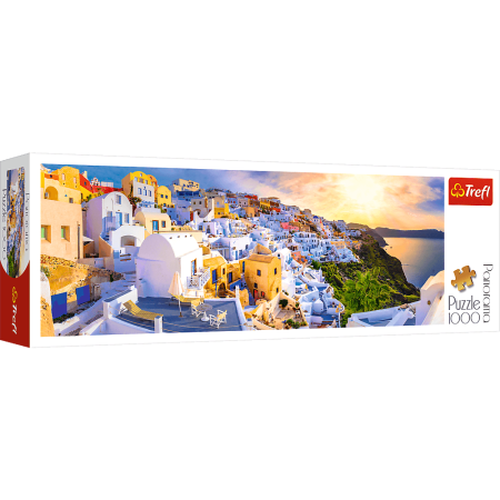 Apus de soare pe Santorini, Grecia - Puzzle panoramic