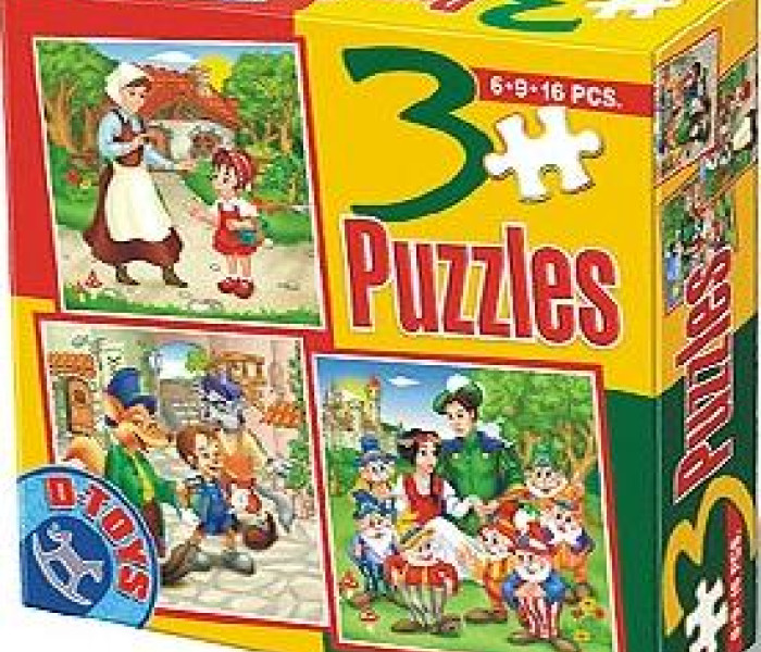 Puzzle - D-toys - Scufița Roșie, Pinocchio, Albă ca Zăpada - PUZZLE PENTRU COPII