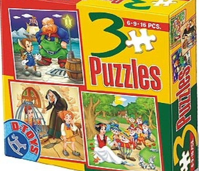Puzzle - D-toys - Pinocchio, Căsuța, Albă ca Zăpada - PUZZLE PENTRU COPII